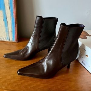 Donald J Pliner Lysa Ankle Boots - Brown - Kitten Heel Pointed Toe - Like New